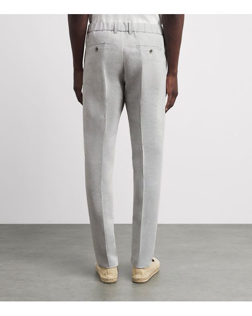 Paul & Shark Gray Linen-Cotton Drawstring Chinos for men