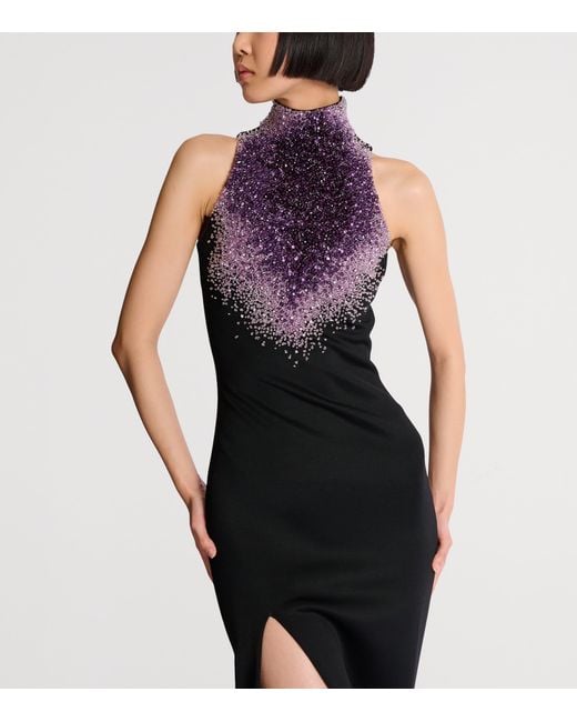 Balmain Blue Embellished Milano Gown
