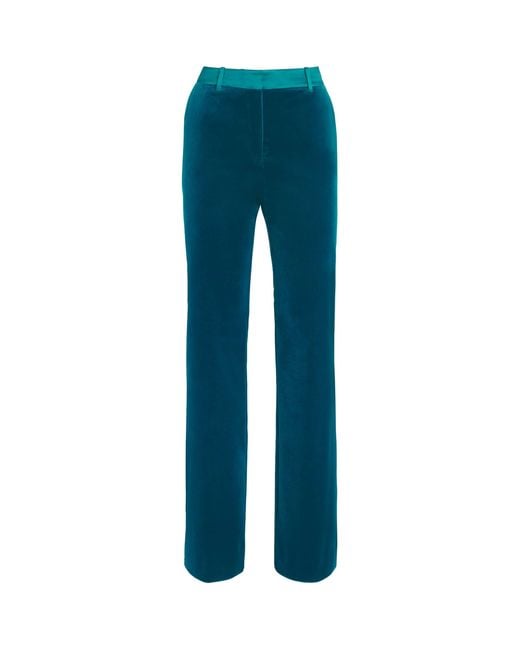 Rabanne Blue Velvet Straight Tailored Trousers