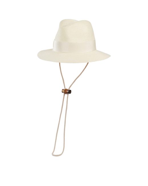 Gucci White Raffia Cloche Hat