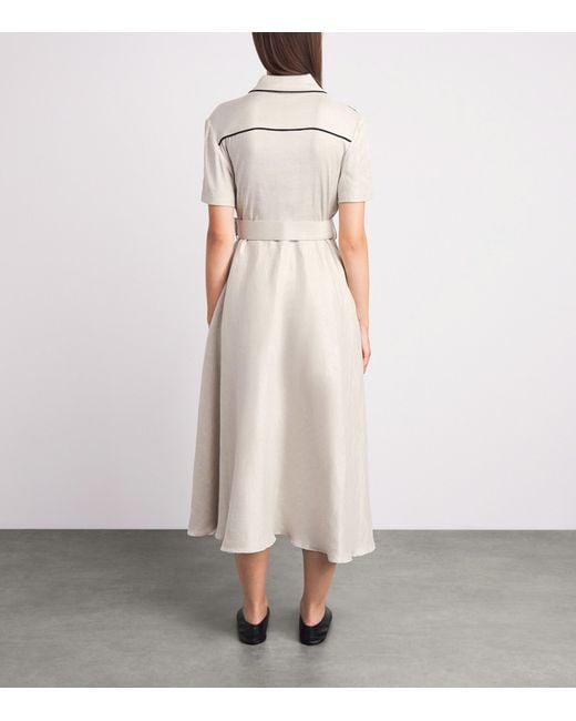 Toccin White Linen-Blend Jean Midi Dress