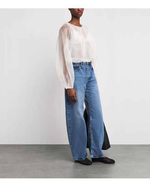 FRAME White Silk Balloon Blouse