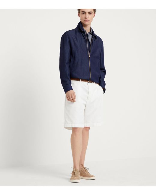 Brunello Cucinelli Blue Linen-cotton Polo Shirt for men