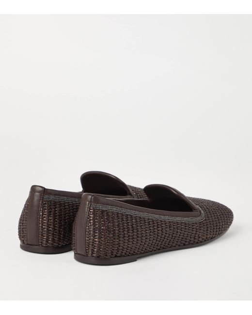 サンダル・ミュール BRUNELLO CUCINELLI Techno raffia slipper with Precious Trim Brunello Cucinelli Techno Raffia Precious Trim Slippers in