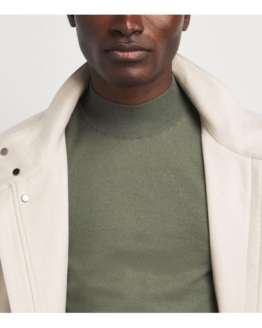 Colombo Green Cashmere Mock-Neck Sweater for men