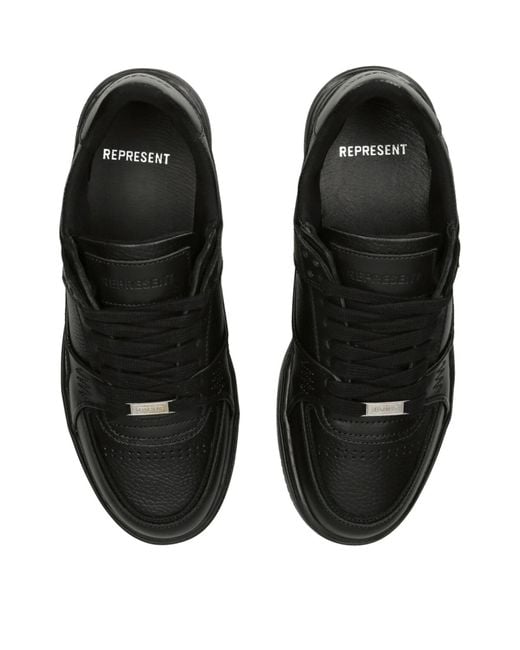 Represent Black Leather Reptor Low-top Sneakers for men