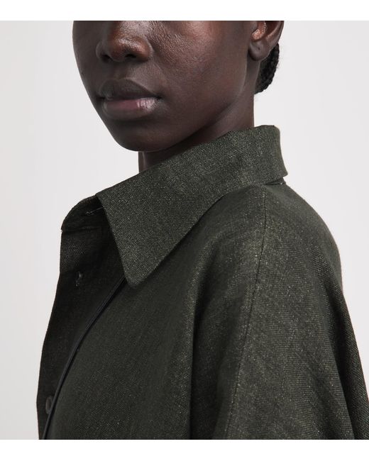 Eskandar Black Linen Wide Midi Shirt Dress