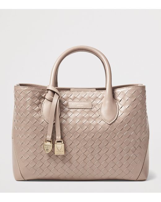 Aspinal Brown Midi Leather London Tote Bag