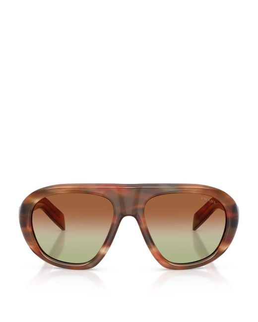 Prada Brown Acetate Pr C05S Irregular Sunglasses