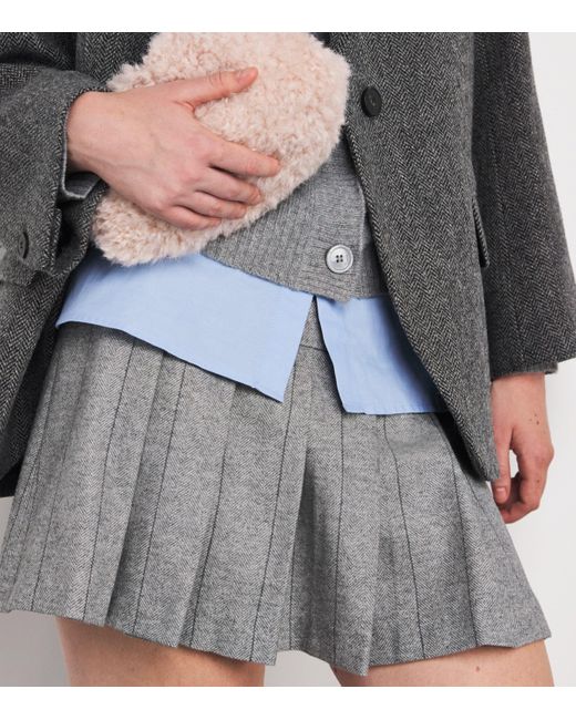 MAX&Co. Gray Wool-Blend Pleated Mini Skirt