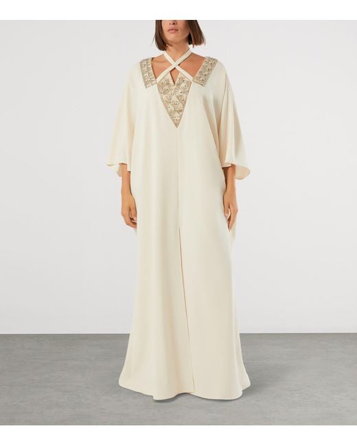 Marina Rinaldi White Embellished Halterneck Maxi Dress