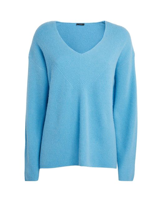 Joseph Blue Pure Cashmere V-neck Sweater