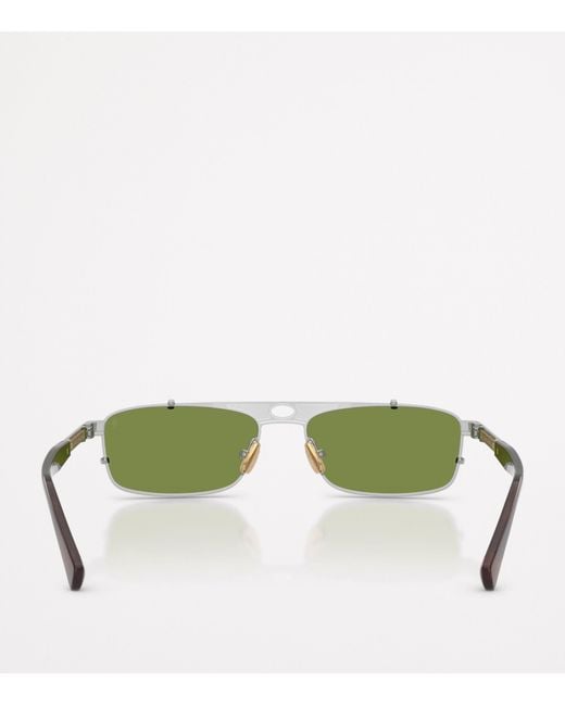 Brunello Cucinelli Green Titanium Rectangular Paloma Sunglasses