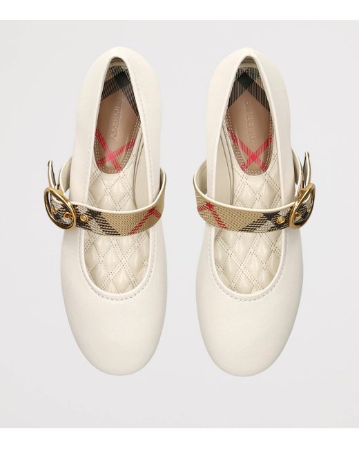 Burberry White Leather Robin Ballet Flats