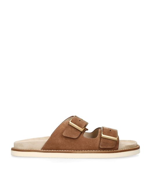 Brunello Cucinelli Brown Suede Double-Strap Sandals for men