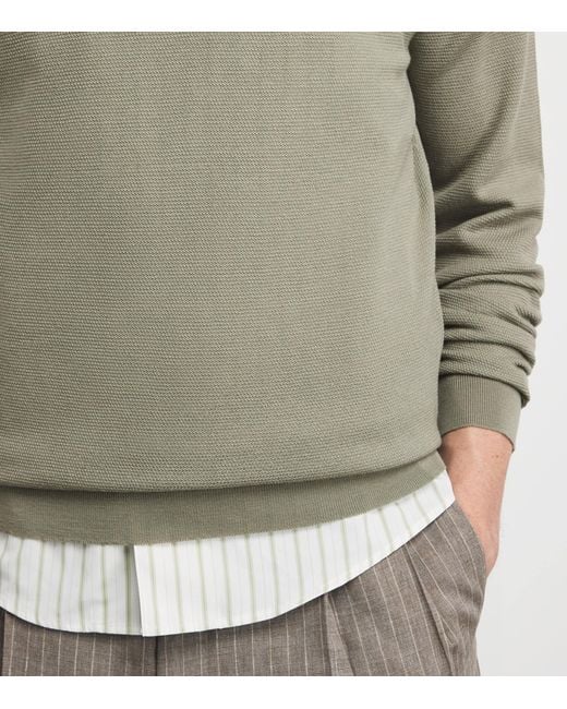 John Smedley Green Merino Wool Textured Sweater for men