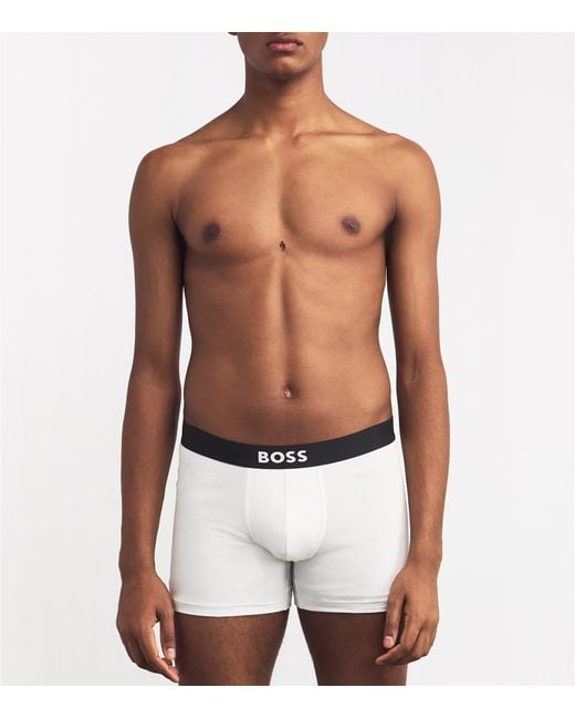 Boss White Stretch-Cotton Boxer Briefs for men