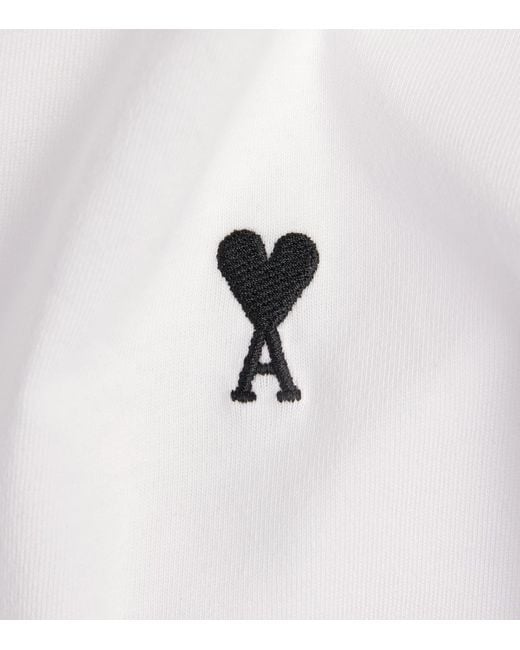 AMI White Cotton Embroidered Ami De Coeur T-Shirt for men