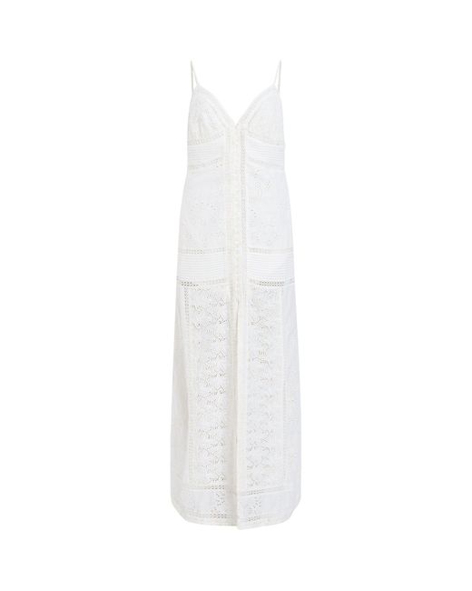 AllSaints White Dahlia Embroidered Maxi Dress