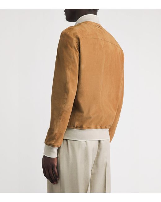 Paul & Shark Brown Aqualeather Bomber Jacket for men