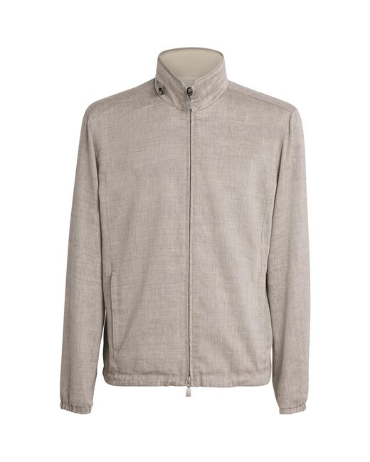 Corneliani Gray Linen-Blend And Nylon Reversible Jacket for men
