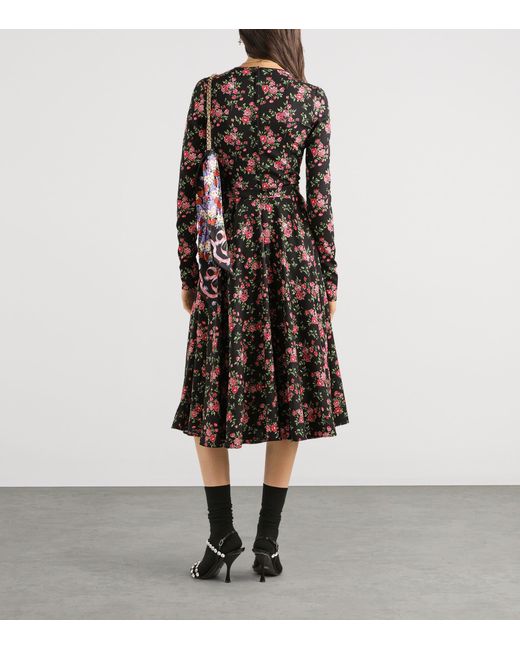 Dolce & Gabbana Black Stretch-Silk Floral Maxi Dress