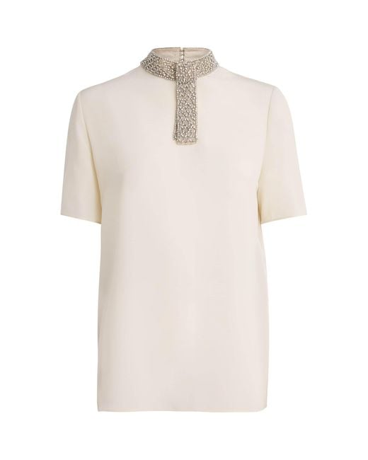 Valentino White Silk Embroidered Top