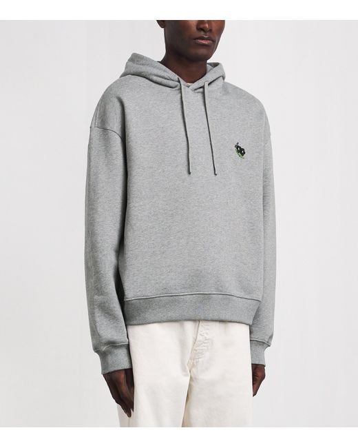 NN07 Gray Cotton Embroidered David Hoodie for men