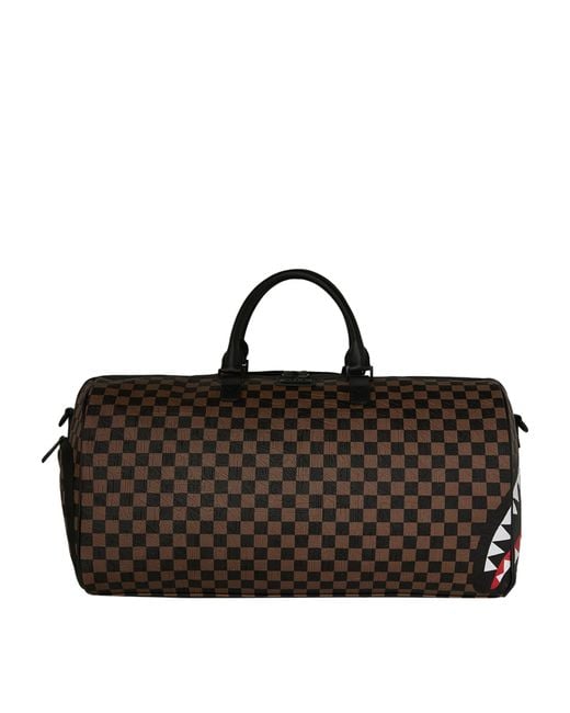 Sprayground Brown Embossed Check Holdall for men