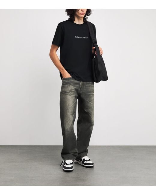 Off-White c/o Virgil Abloh Black Cotton Logo T-Shirt for men
