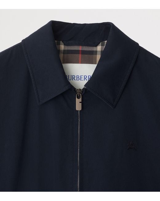 Burberry Blue Cotton Gabardine Harrington Jacket for men