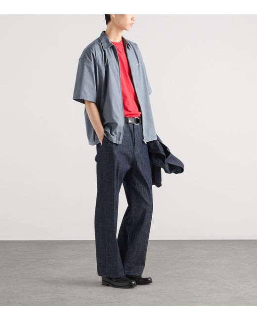 Prada Blue Technical-Cotton-Blend Shirt for men