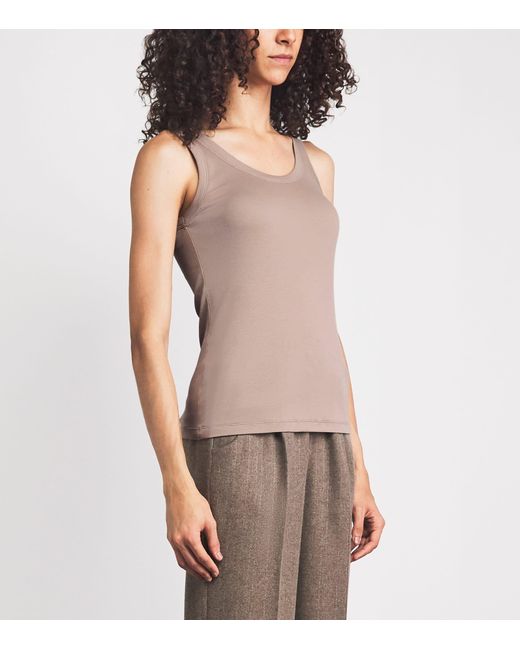 Fabiana Filippi Brown Rib-Knit Embellished Tank Top