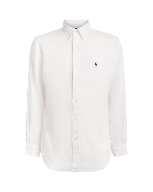 Polo Ralph Lauren White Linen Custom-Fit Shirt for men