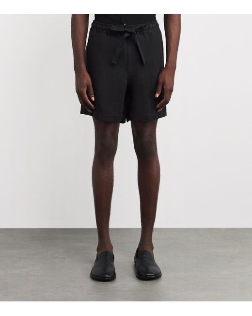 Commas Black Linen Lounge Shorts for men