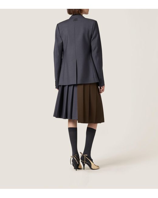 Miu Miu Black Mohair-Blend Single-Breasted Blazer