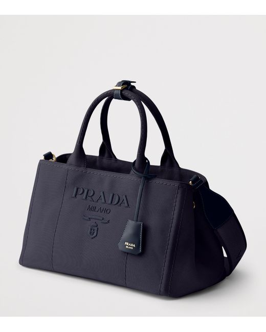 Prada Blue Large Canvas Jardinière Tote Bag