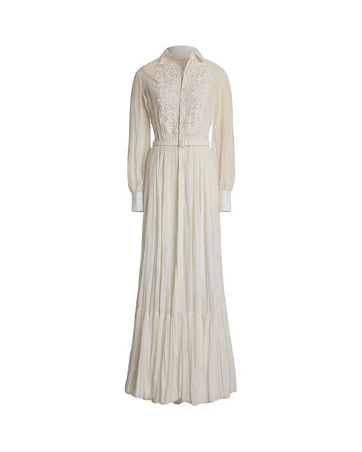 Ralph Lauren Women's White Embroidered Seymour Dress