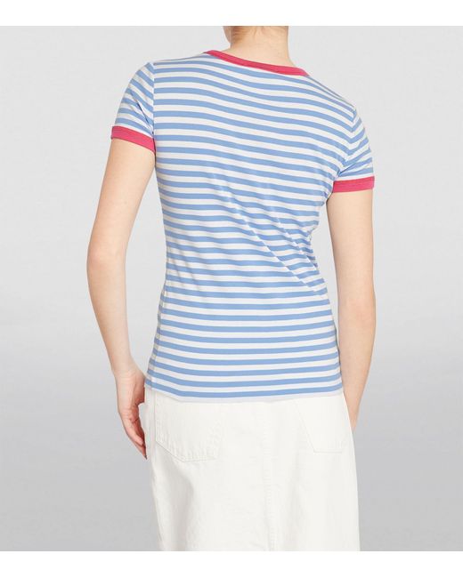 MAX&Co. Blue Cotton Striped T-shirt