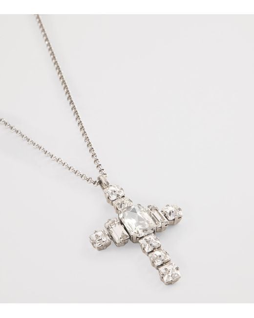 Dolce & Gabbana White Rhinestone Cross Necklace