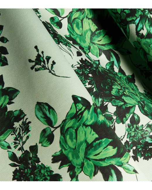 Emilia Wickstead Green Floral Brita Midi Dress