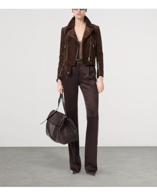 Tom Ford Brown Silk Tailored Trousers