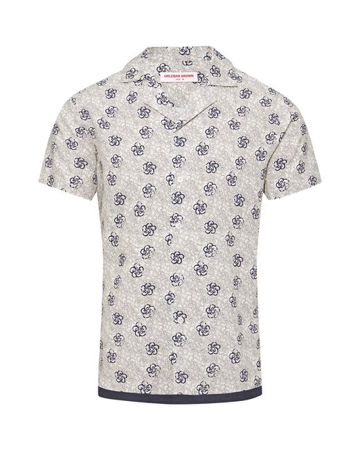 Orlebar Brown White Floral Travis Shirt for men