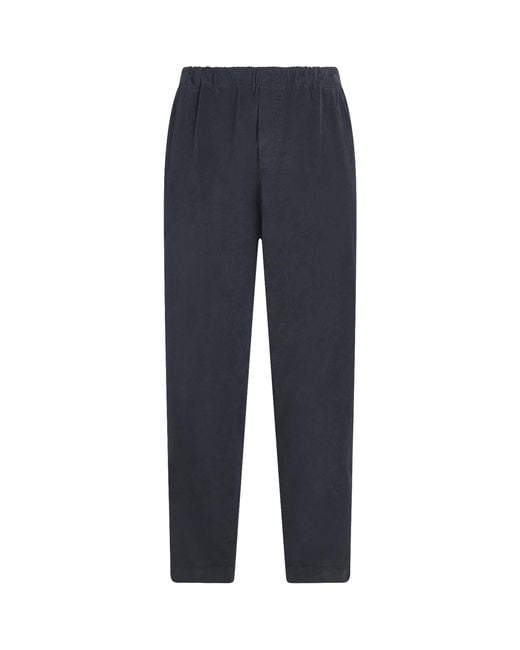 Barena Blue Stretch-Cotton Pleated Straight Trousers for men
