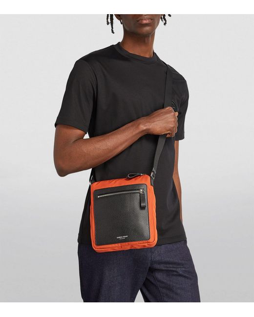 Giorgio Armani Black Nylon And Leather Crossbody Bag for men