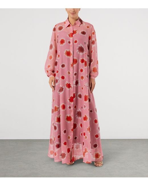 Marina Rinaldi Pink Cotton-Silk Maxi Shirt Dress