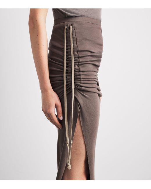 Rick Owens Brown Cotton Edfu Gathered Maxi Skirt