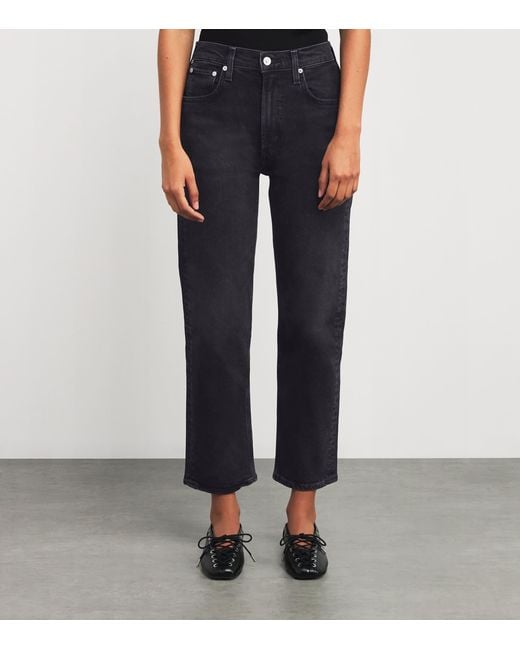 Citizens of Humanity Blue High-Rise Delfina Straight Jeans