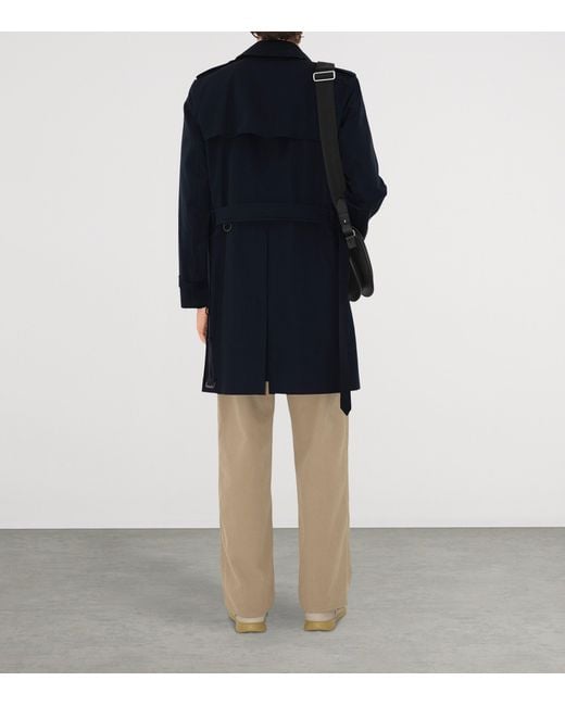Burberry Blue Mid-Length Kensington Heritage Trench Coat for men