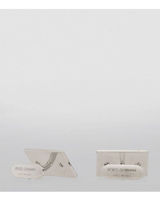 Dolce & Gabbana White Logo-plaque Gemello Man Cufflinks for men